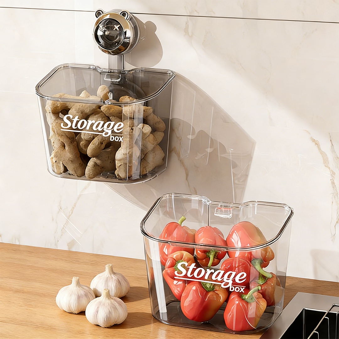 Wall-Mounted Garlic, Ginger & Green Onion Organizer🧄