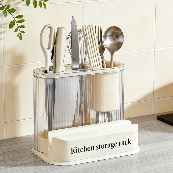 Butter-style cutlery and chopstick storage rack for the kitchen