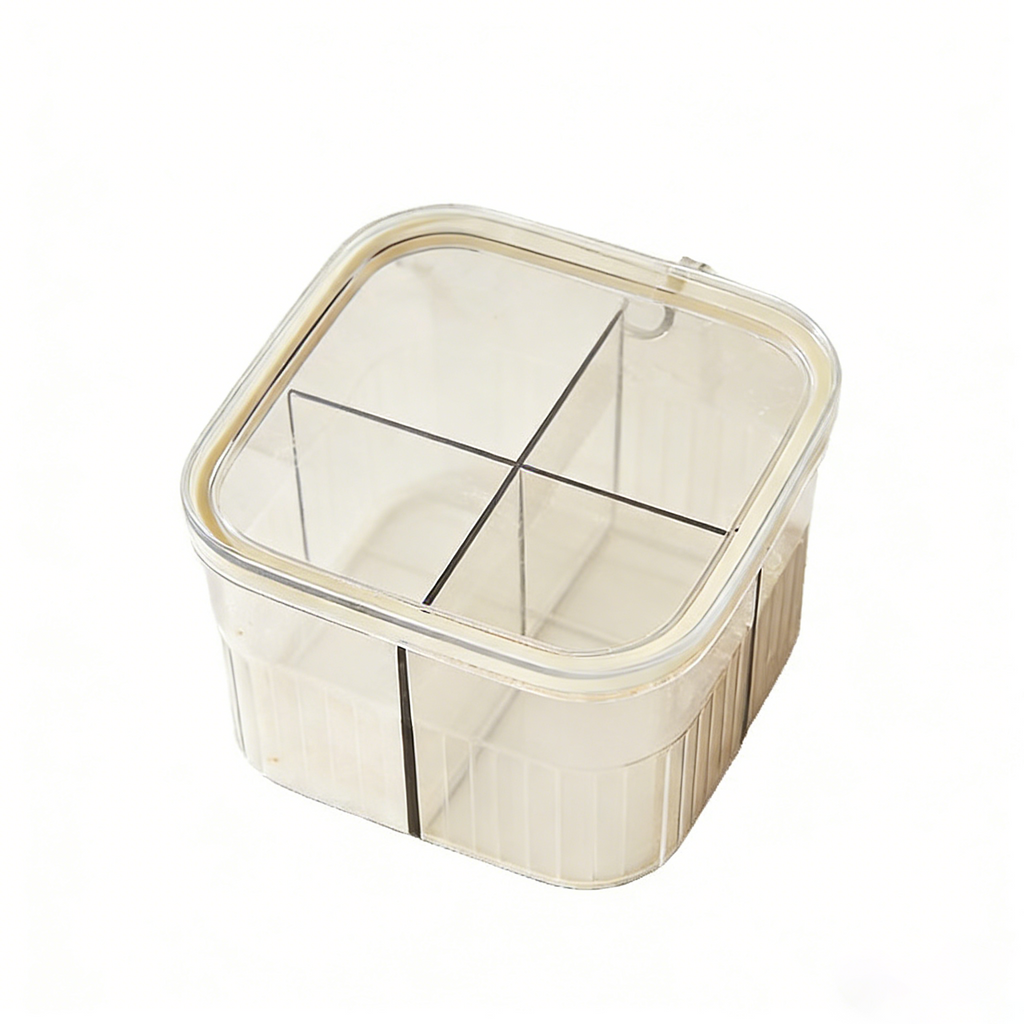 Press-Top 4-Compartment Spice Box｜Airtight & Moisture-Proof with Spoon